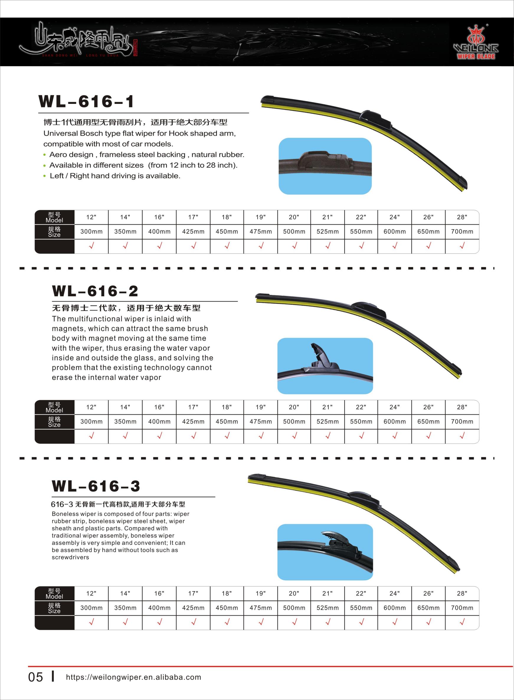 WL-616 flat wiper blade series